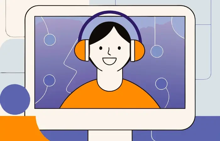 Virtuelle Assistenz – digitale Unterstützung für dein Business Illustration einer virtuellen Assistentin mit Headset als Symbol für digitale Unterstützung und virtuelle Assistenz.